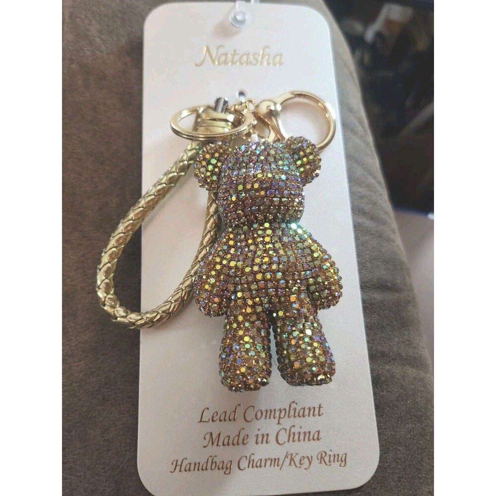 Natasha Rhinestone Teddy Bear Bag Charm / Keychain NWT